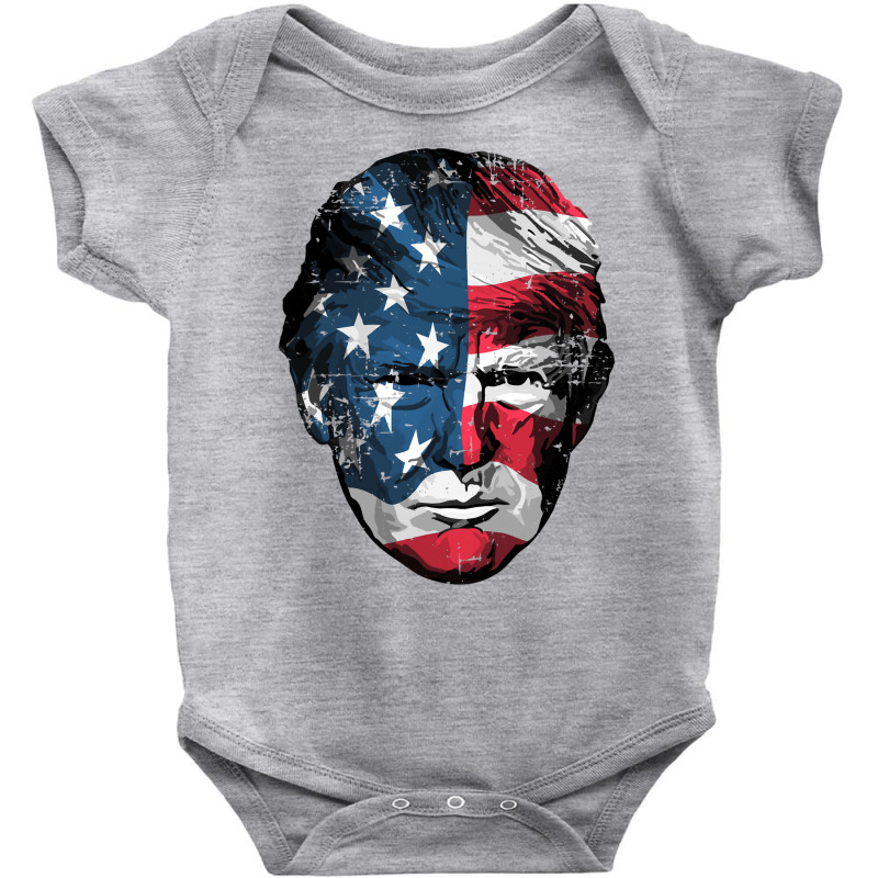 American Patriotic Trump Usa Flag Overlay Distressed Design Long Sleev Baby Bodysuit by cm-arts | Artistshot