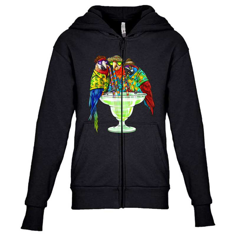 Parrots Drinking Margarita Hawaiian Vacation Birds Youth Zipper Hoodie by ZeusOba | Artistshot