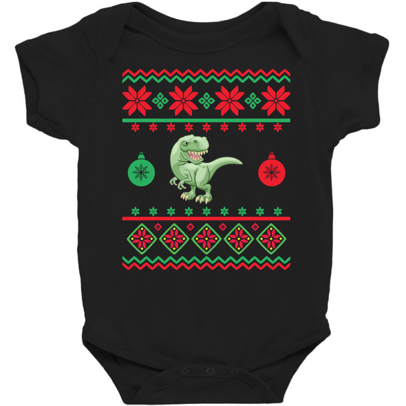 T-rex Ugly Christmas Sweater-xcdlx Baby Bodysuit by Bertrand Angulo | Artistshot