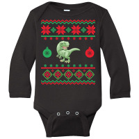 T-rex Ugly Christmas Sweater-xcdlx Long Sleeve Baby Bodysuit | Artistshot