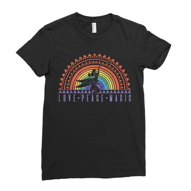 Peter Pan Love Peace Magic Rainbow Tinker Bell Ladies Fitted T-Shirt by MabellaPlaxco | Artistshot