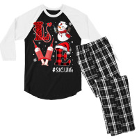 Love Nurse Life Shirt Snowman Syringe Sicu Nurse Christmas Men's 3/4 Sleeve Pajama Set | Artistshot