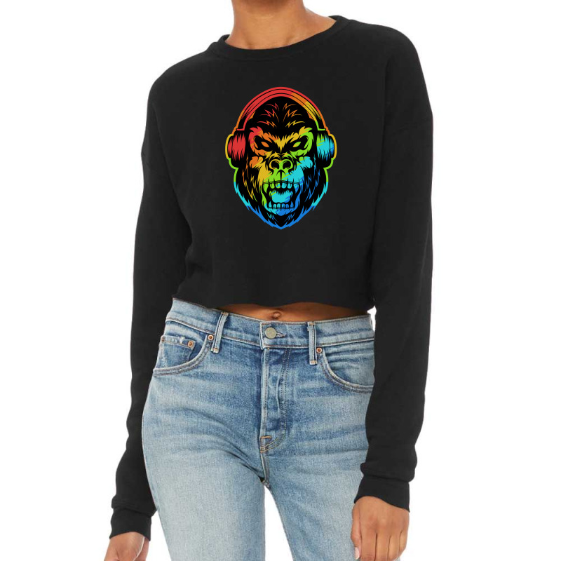 Angry Gorilla Headphone Colorful 1 Cropped Sweater by CrystalDeaton | Artistshot