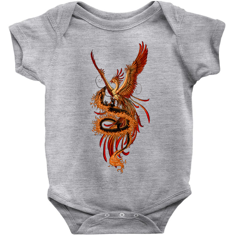 Phoenix Vs Dragon Mythological Baby Bodysuit by turgongon | Artistshot