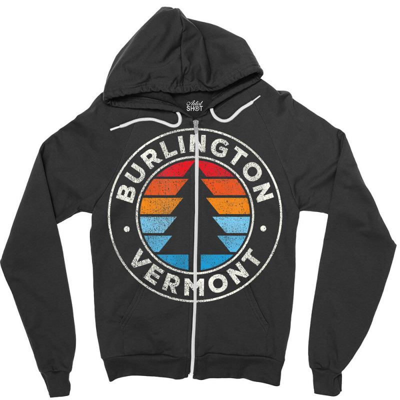 Burlington Vermont Vt Vintage Graphic Retro 70s T Shirt Zipper Hoodie | Artistshot