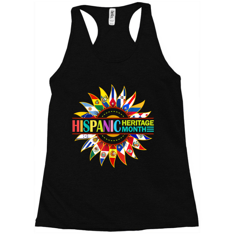 Hispanic Heritage Month Latino Countries Flags Sunflower Racerback Tank by JENNYKISS | Artistshot