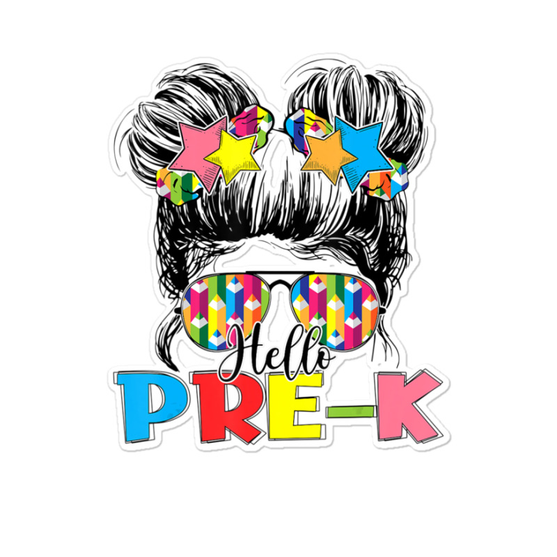 Hello Pre K Toddler Girls First Day Of School Sticker | Artistshot