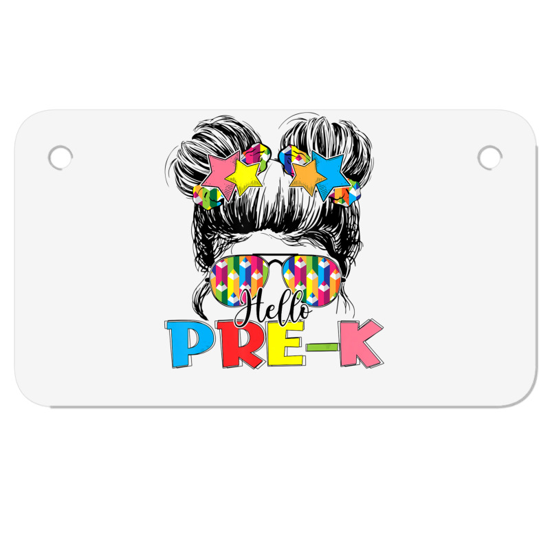 Hello Pre K Toddler Girls First Day Of School Motorcycle License Plate | Artistshot