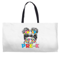 Hello Pre K Toddler Girls First Day Of School Weekender Totes | Artistshot