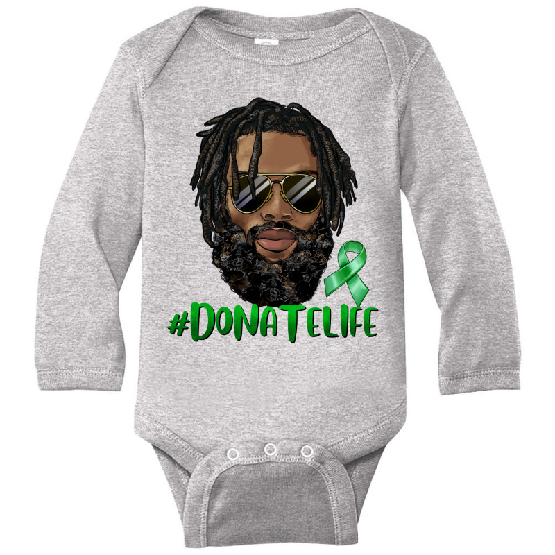 Black Man With Locs Donate Life Long Sleeve Baby Bodysuit by HRA Design Shop | Artistshot