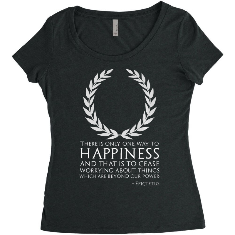 Classical Greek Stoic Philosophy Epictetus Quote Happiness Women's Triblend Scoop T-shirt by cm-arts | Artistshot