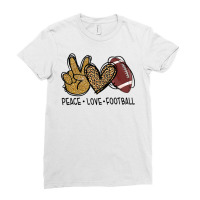 Football Peace Love Football Lover Leopard Football Mama Life 137 Foot Ladies Fitted T-shirt | Artistshot