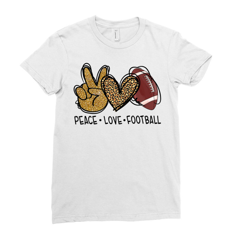 Football Peace Love Football Lover Leopard Football Mama Life 137 Foot Ladies Fitted T-Shirt by coolquirrell | Artistshot