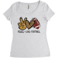 Football Peace Love Football Lover Leopard Football Mama Life 137 Foot Women's Triblend Scoop T-shirt | Artistshot