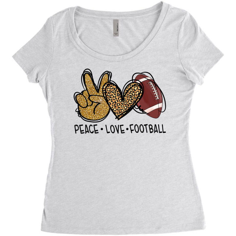 Football Peace Love Football Lover Leopard Football Mama Life 137 Foot Women's Triblend Scoop T-shirt by coolquirrell | Artistshot