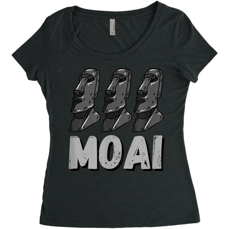 Moai Statues Easter Island Rapa Nui Heads Pacific Mystery Women's Triblend Scoop T-shirt | Artistshot