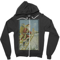 Santa Claus Delivering Toys To Homes Illustration (1909) Zipper Hoodie | Artistshot