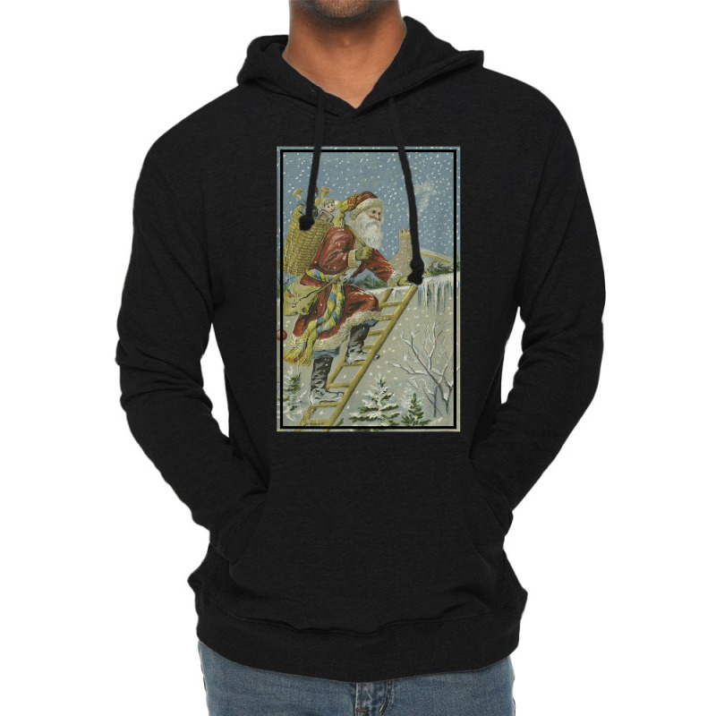 Santa Claus Delivering Toys To Homes Illustration (1909) Lightweight Hoodie by August | Artistshot