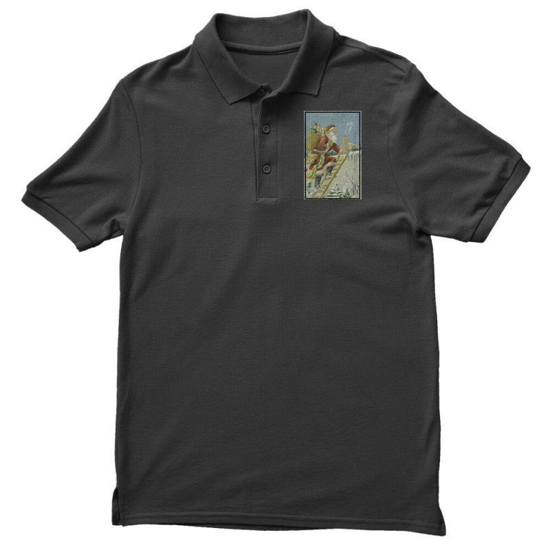 Santa Claus Delivering Toys To Homes Illustration (1909) Men's Polo Shirt by August | Artistshot