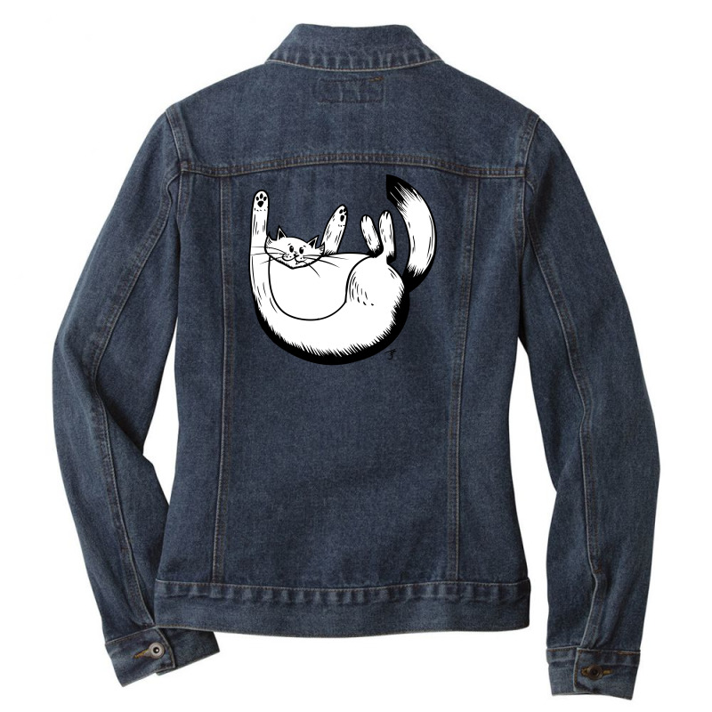 Inktober Day 16 Fat   Foofee The Cat New Ladies Denim Jacket by ASEP | Artistshot