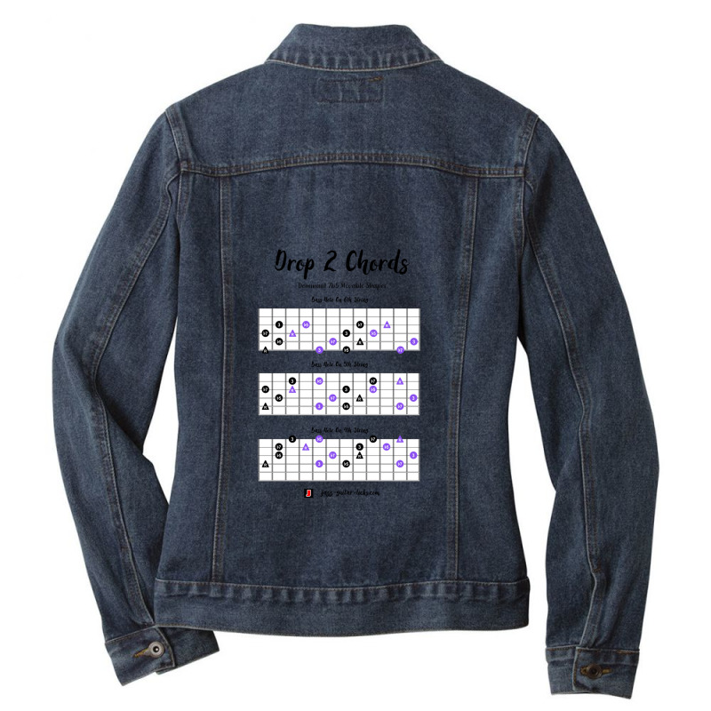 Guitar Chords Drop 2 Dominant 7 Flat Five Ladies Denim Jacket by KristieDavis | Artistshot