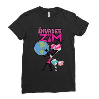 Invader Zim Holding World Ladies Fitted T-shirt | Artistshot