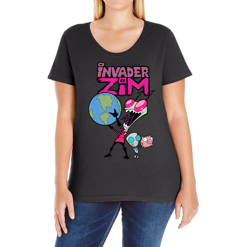 Invader Zim Holding World Ladies Curvy T-Shirt by cm-arts | Artistshot