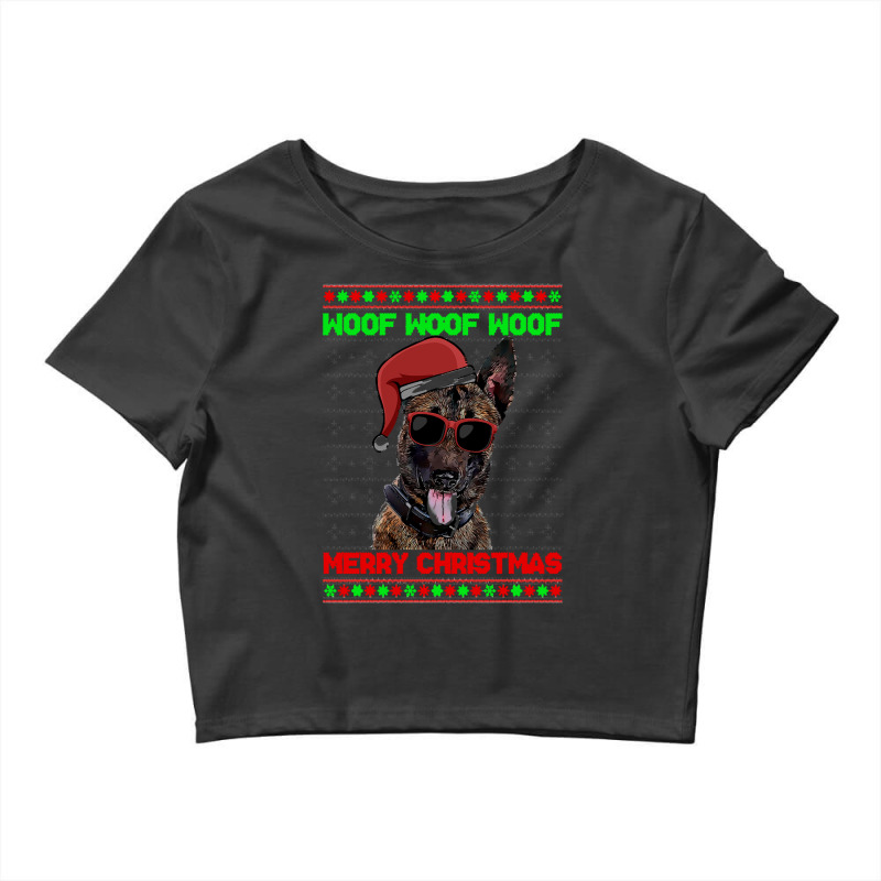 Belgian Malinoi Christmas Dog Belgian Malinoi Dog Funny Woof Merry Chr Crop Top by netheriteshepherd | Artistshot