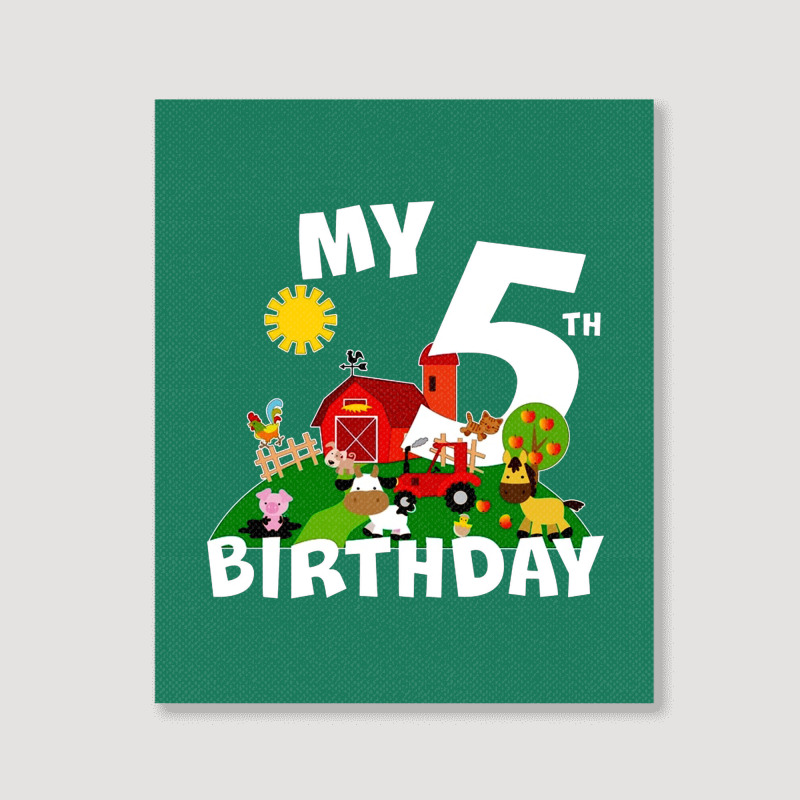 5 Year Old Farm My 5th Birthday Portrait Canvas Print | Artistshot