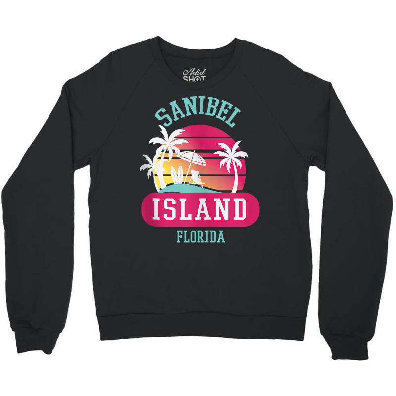 Retrol Cool Sanibel Island Florida Sunny Palm Tree Novelty Tank Top Crewneck Sweatshirt by cm-arts | Artistshot