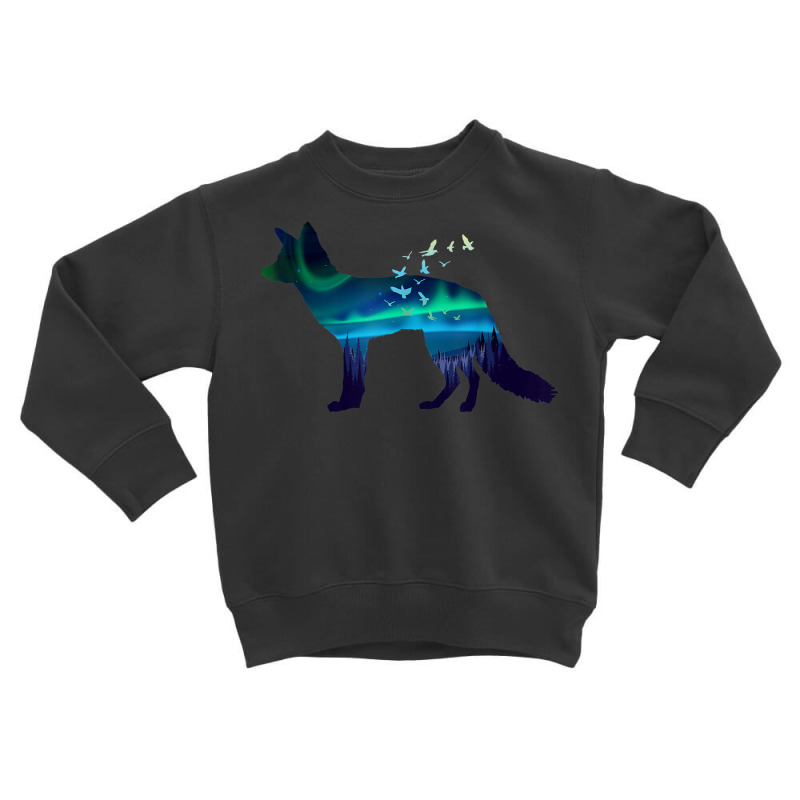 Fox Northern Light Wildlife Nature Design Toddler Sweatshirt by Fashzilla | Artistshot