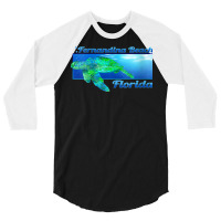 Womens Fernandina Beach Florida Swimming Sea Turtle V Neck T Shirt 3/4 Sleeve Shirt | Artistshot