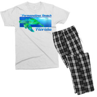 Womens Fernandina Beach Florida Swimming Sea Turtle V Neck T Shirt Men's T-shirt Pajama Set | Artistshot