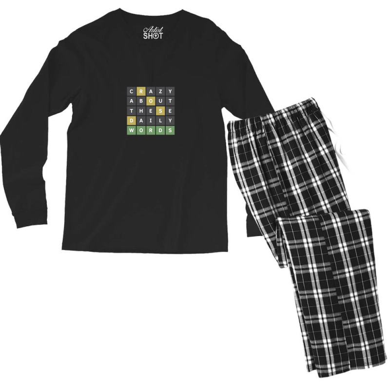 Crazy About These Daily Words (wordle Game) Men's Long Sleeve Pajama Set | Artistshot