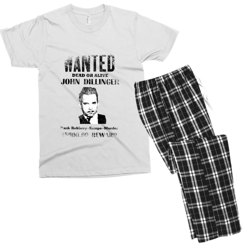 Wanted Poster John Dillinger, Distressed   Wanted Men's T-shirt Pajama Set | Artistshot