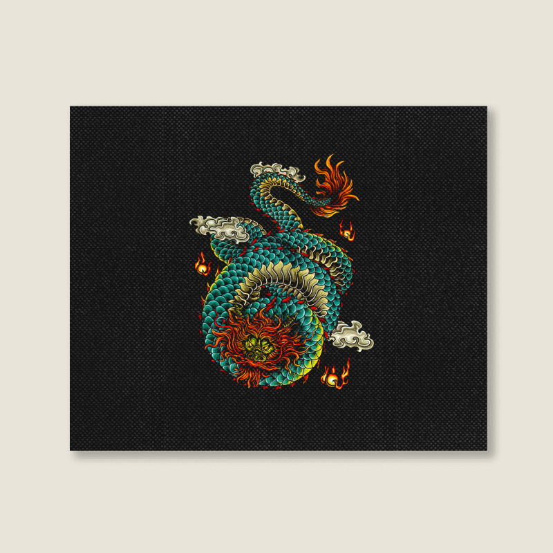 Chinese Dragon, Oriental Vintage, Symbolic, East Asian Culture, Japane Landscape Canvas Print | Artistshot