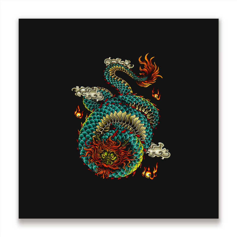 Chinese Dragon, Oriental Vintage, Symbolic, East Asian Culture, Japane Metal Print Square | Artistshot