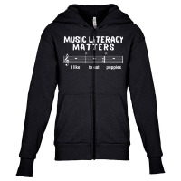 Music Literacy Matters I Like To Eat Puppies T Shirt Youth Zipper Hoodie | Artistshot