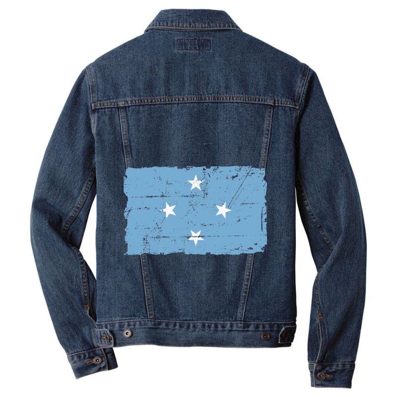 Flag Of Micronesia - Vintage Look - Banner Men Denim Jacket by cm-arts | Artistshot