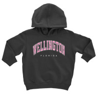 Wellington Florida Fl Varsity Style Pink Text Toddler Hoodie | Artistshot