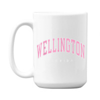 Wellington Florida Fl Varsity Style Pink Text 15 Oz Coffee Mug | Artistshot