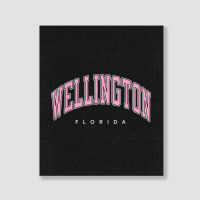 Wellington Florida Fl Varsity Style Pink Text Portrait Canvas Print | Artistshot