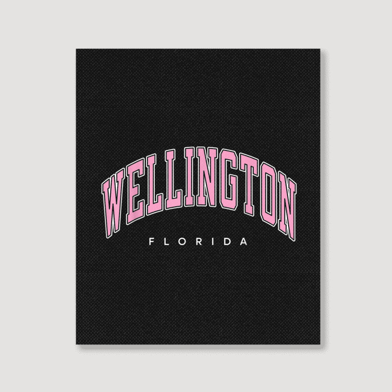 Wellington Florida Fl Varsity Style Pink Text Portrait Canvas Print | Artistshot