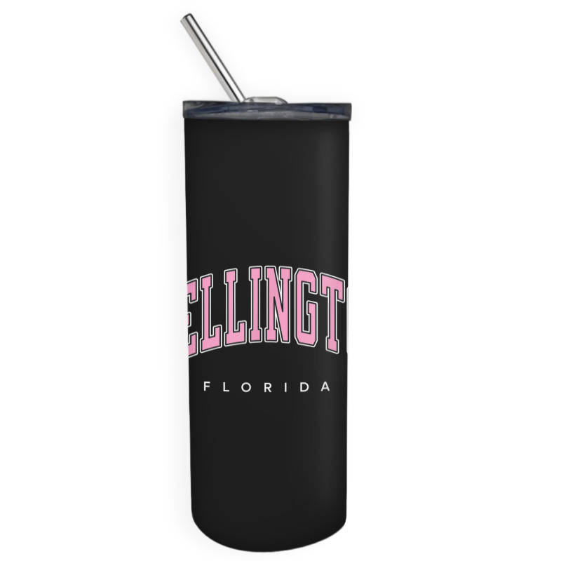 Wellington Florida Fl Varsity Style Pink Text Skinny Tumbler | Artistshot