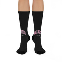 Wellington Florida Fl Varsity Style Pink Text Crew Socks | Artistshot