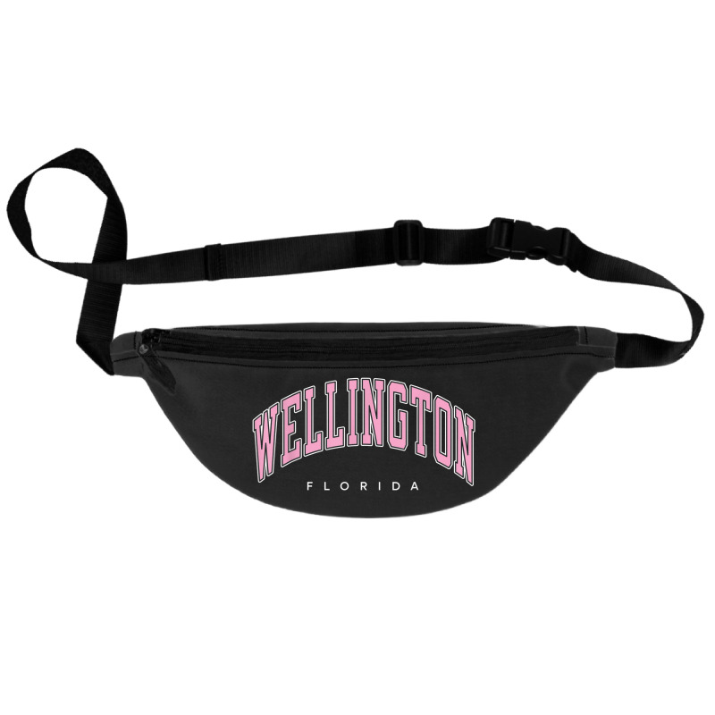 Wellington Florida Fl Varsity Style Pink Text Fanny Pack | Artistshot