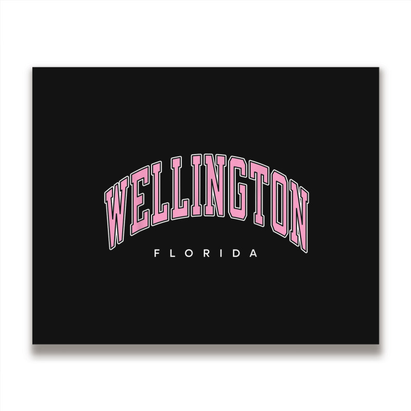 Wellington Florida Fl Varsity Style Pink Text Metal Print Horizontal | Artistshot