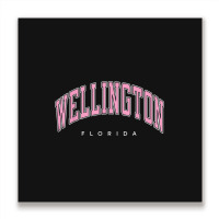 Wellington Florida Fl Varsity Style Pink Text Metal Print Square | Artistshot