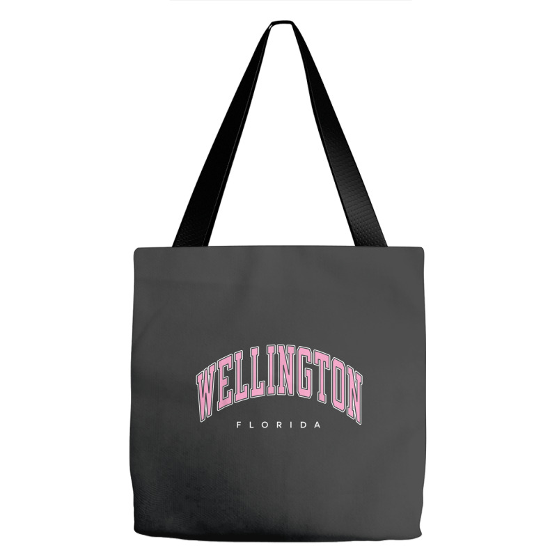 Wellington Florida Fl Varsity Style Pink Text Tote Bags | Artistshot