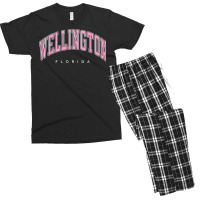 Wellington Florida Fl Varsity Style Pink Text Men's T-shirt Pajama Set | Artistshot